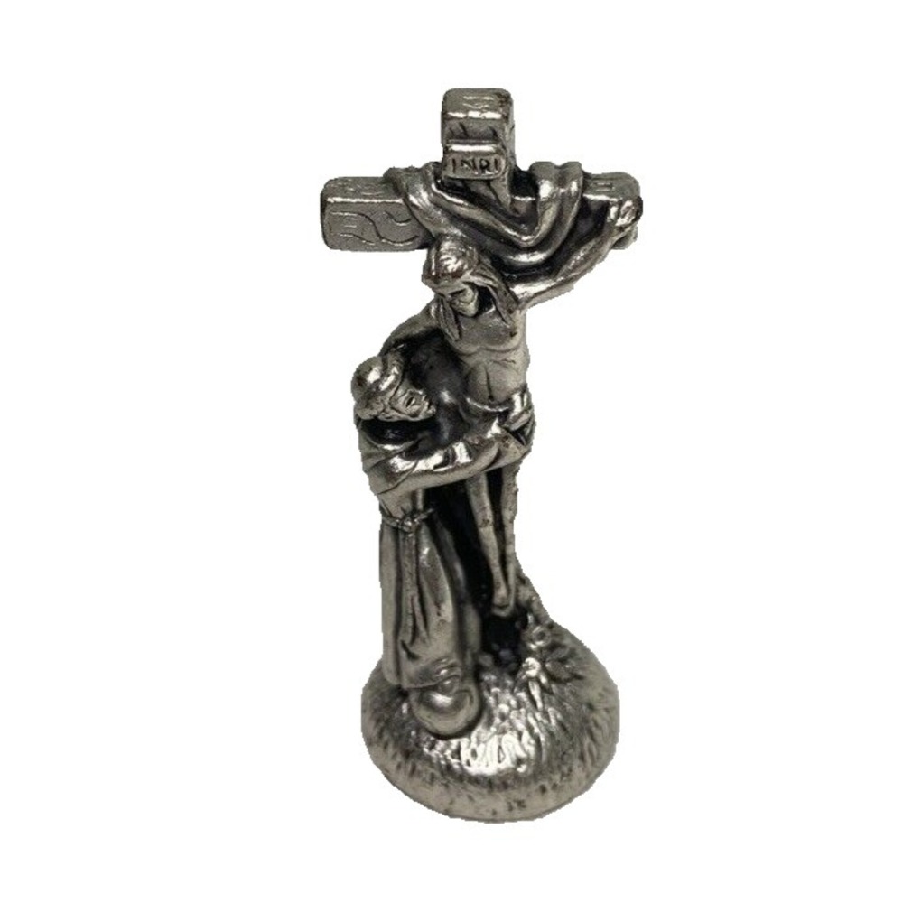 ASA Linea Crucifix Figurine Silver Toned Metal Pewter? 2.25" H Made in Italy